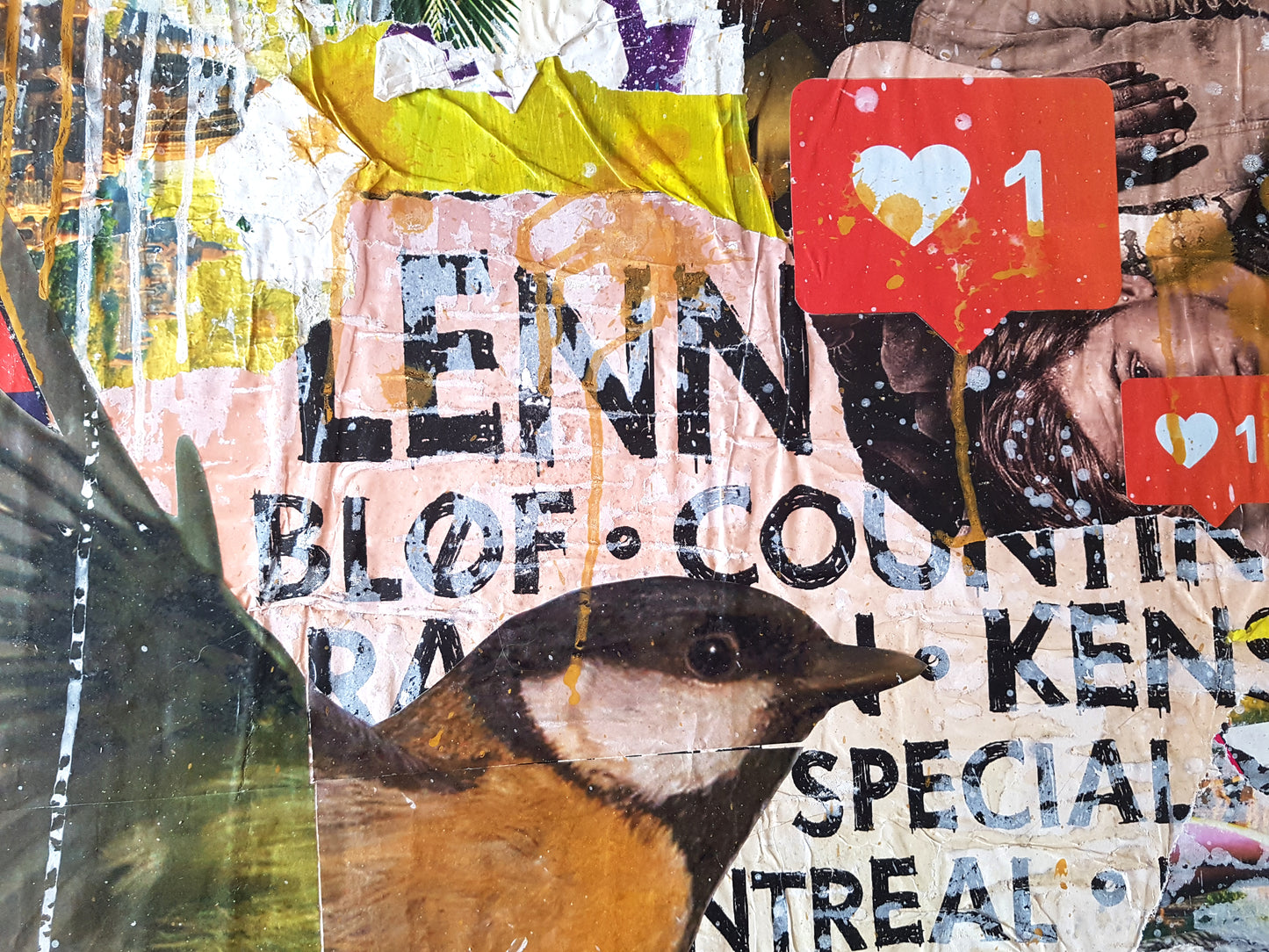Robin Burger - Acrylic Collage - A Little Bird Arterego Art Gallery